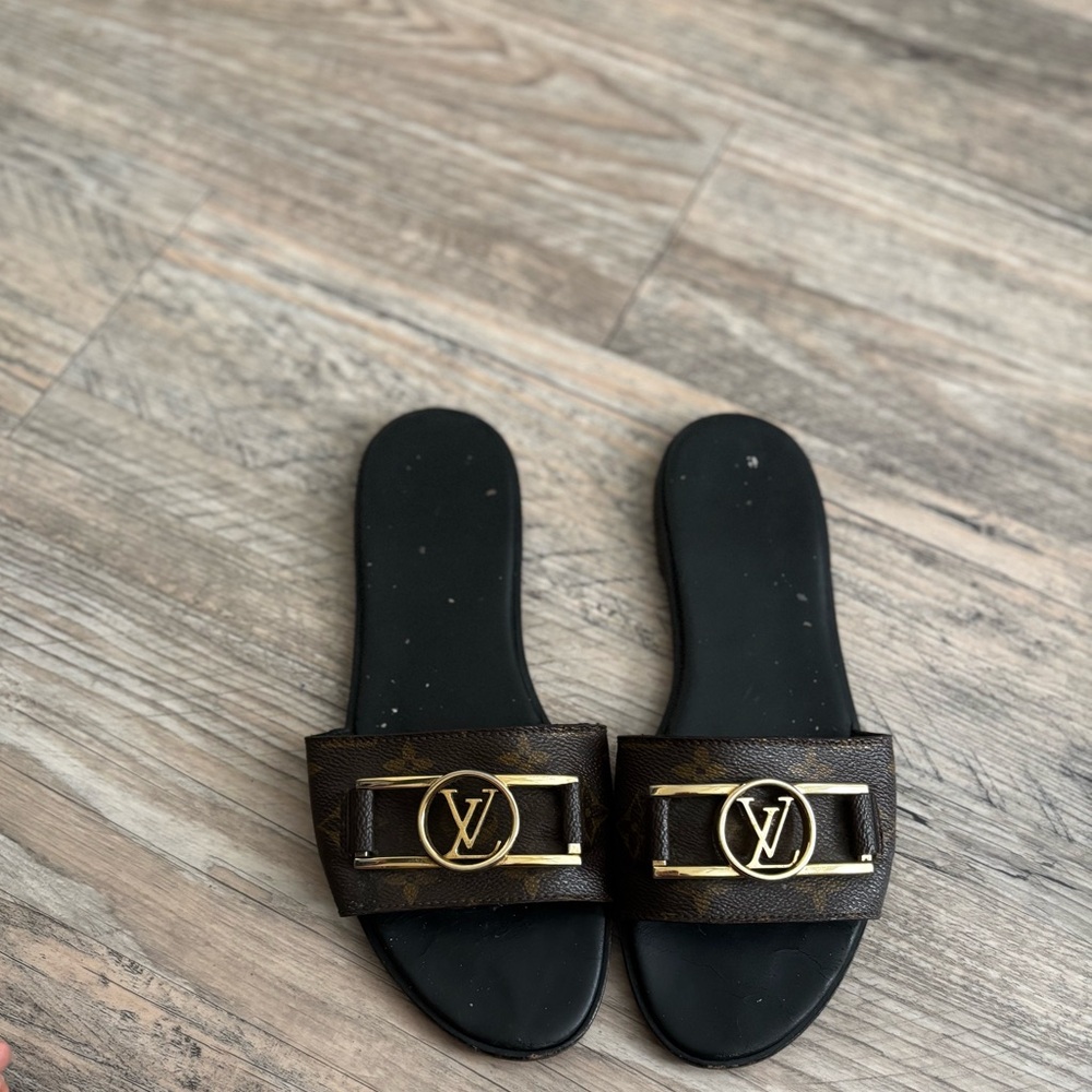 Louis Vuitton Black and Brown Slides